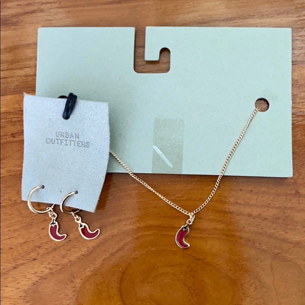 Urban outfitters Red chili Peppers Jewelry Set
